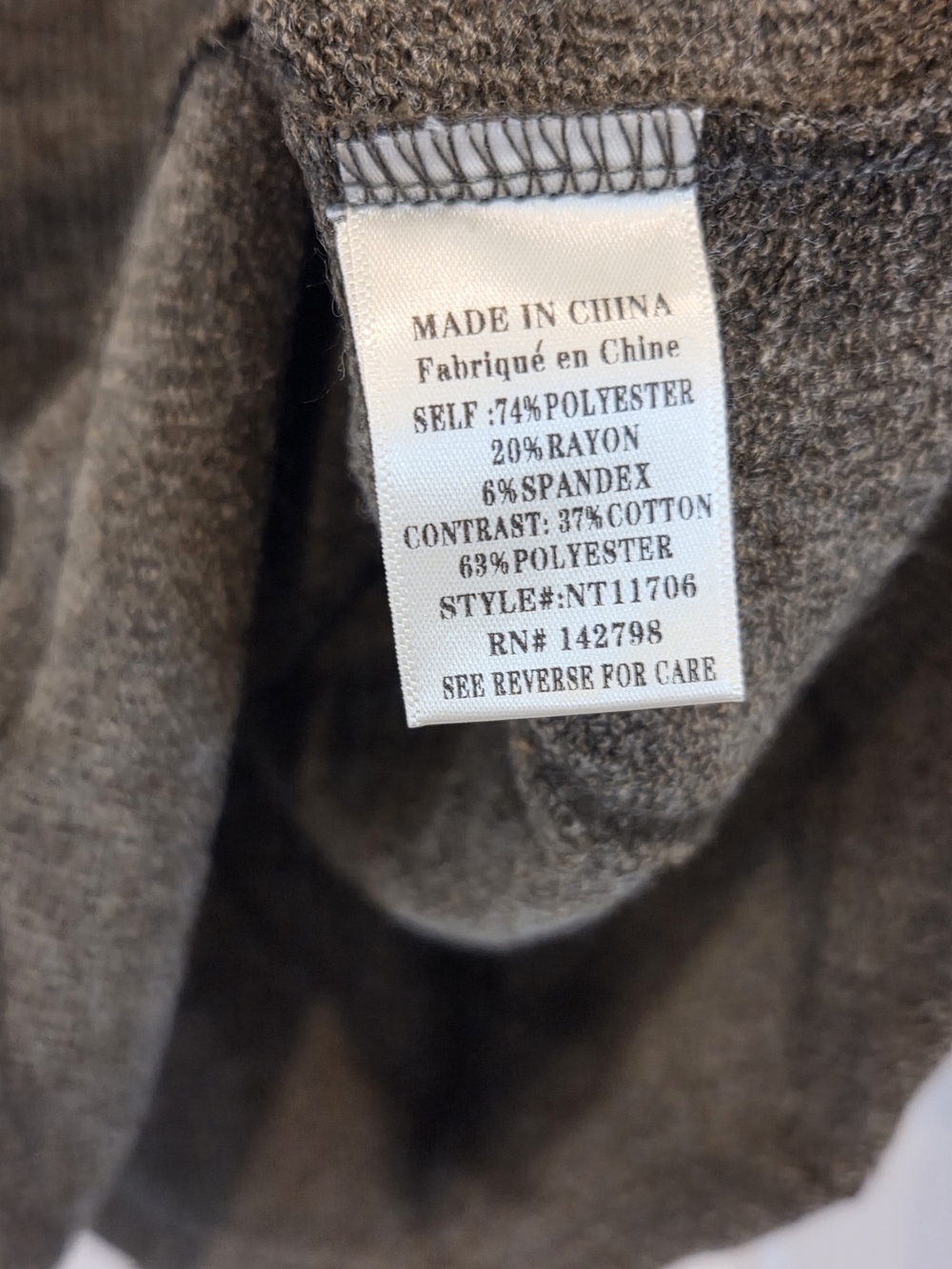 Olive Knit Crew with Striped Pattern Sleeves - Picture 6 of 7